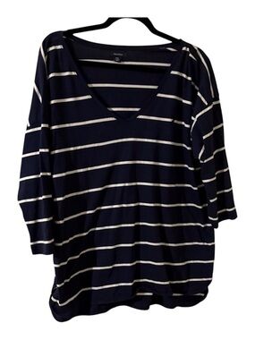 Nautica Navy and White 3X Striped Long Sleeve Tee NWOT!